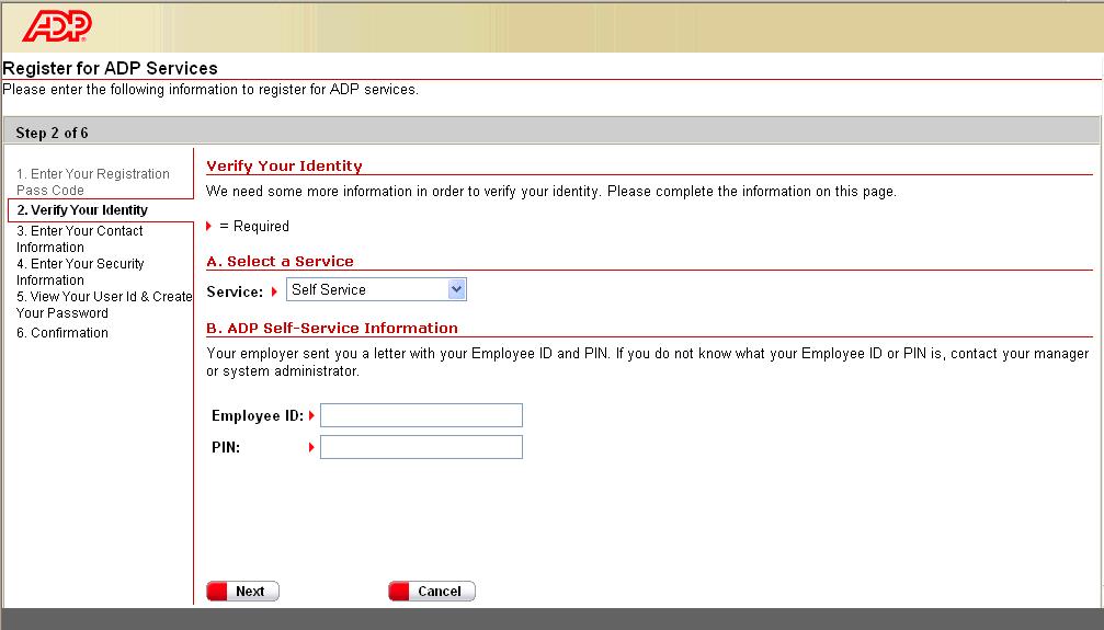 6. Enter your data in the fields with the. After completing these fields, click Next.