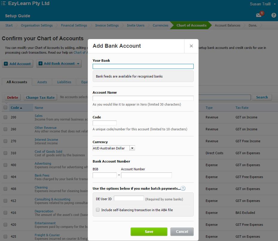Xero 106 - Setup - Chart of Accounts How Would You Like To Setup Your Chart Of Accounts This is where you can add or delete any of the income & expense accounts that do or don t suit your