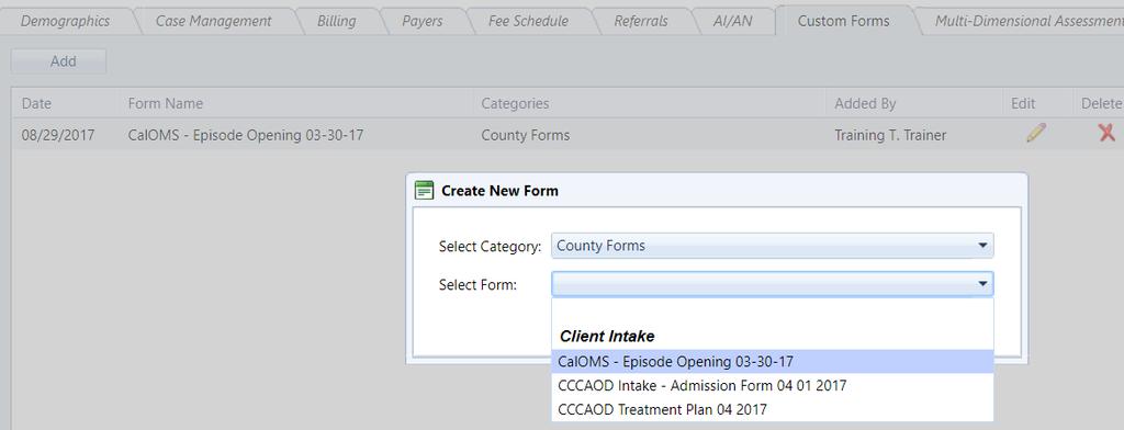 Now the user can place additional filters on custom made forms, using the Manage Forms feature in the Custom Forms Builder, to allow for more organized selection of forms.