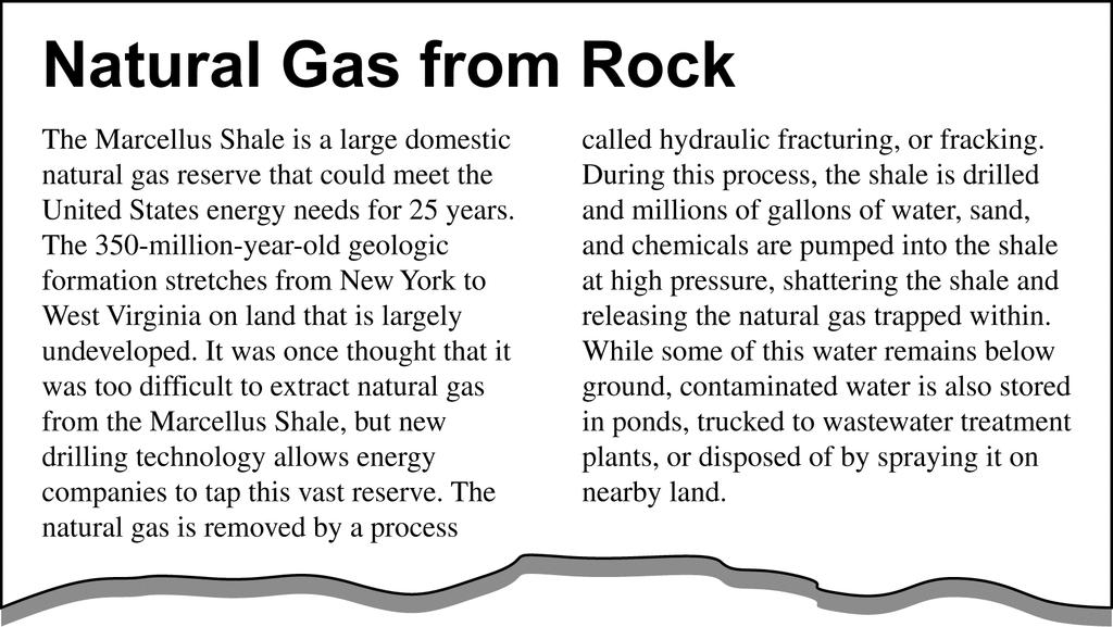 2012 1. Read the following article from the Fremont Gazette and answer the questions that follow. (a) Identify and describe TWO water-related environmental problems associated with fracking.