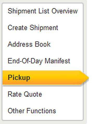 PICKUP Choose Pickup from left menu to create a pickup request to DHL. Pickup can be also done as part of shipment creation process.