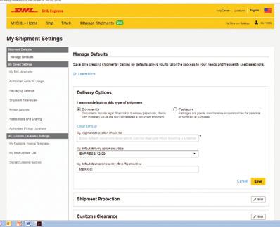 4 MyDHL+ Quick Reference Guide TOOLBAR