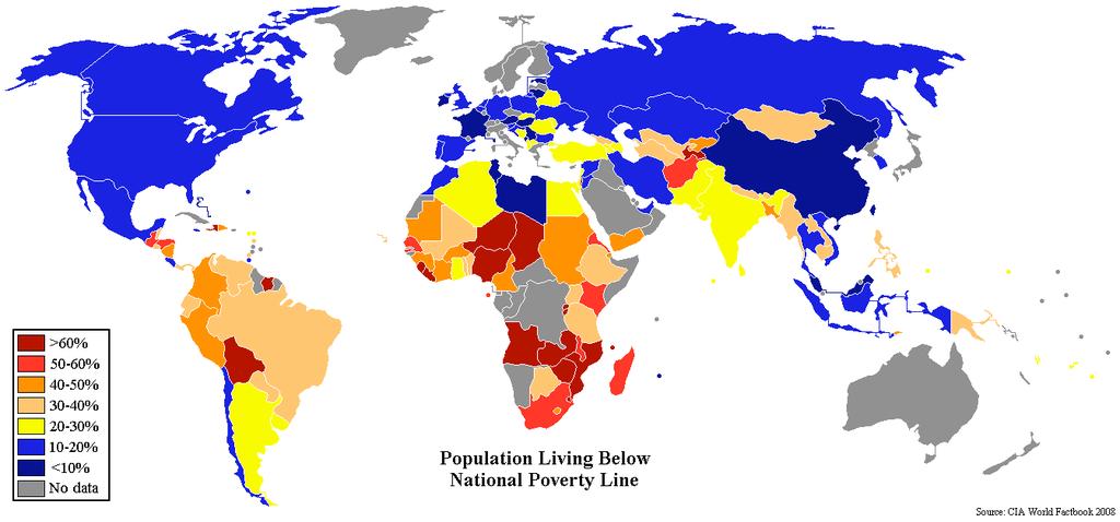 but may not be equally sensitive in all countries Population Living Below National Poverty Line Source: World Factbook - http://en.wikipedia.