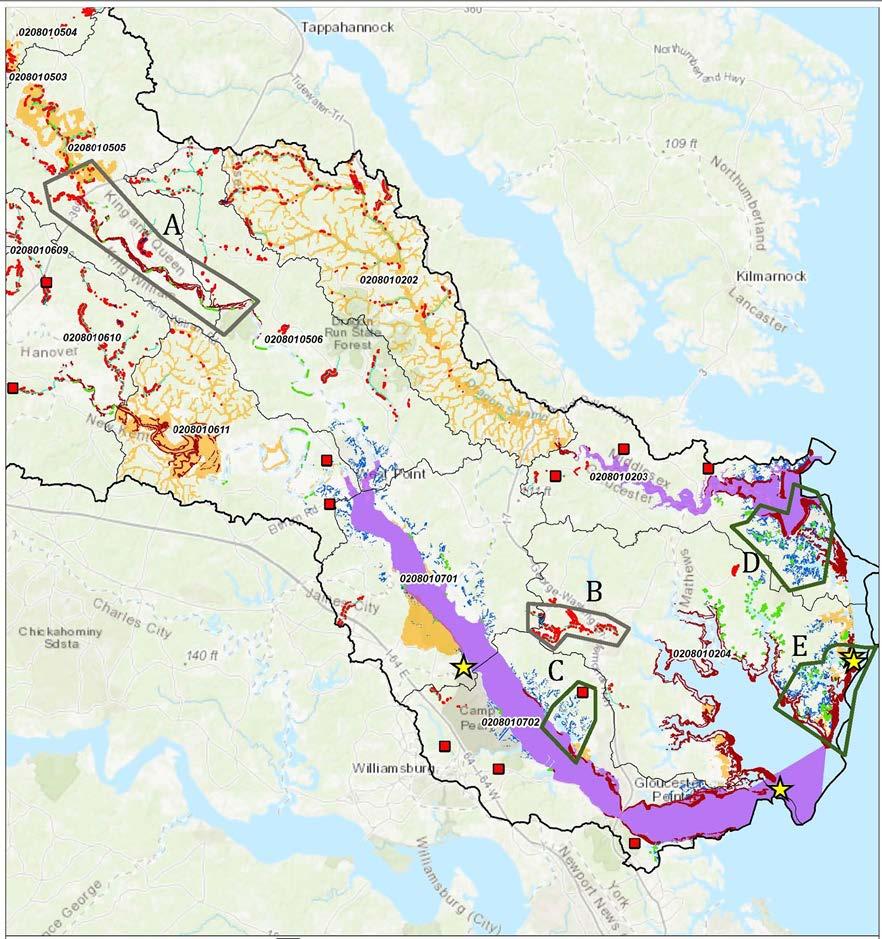Middle Peninsula Watershed Project Focus Areas Activity A B C D E F G H I J K Conservation Oyster