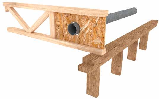 Allowable OSB Panel End Hole Penetrations Holes sizes and locations - Simple span Joist Depth 9.5" 11.