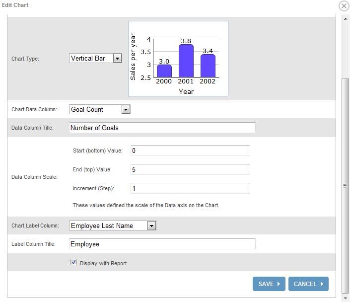 Manage Reports, Continued Charts The REVIEWSNAP Report Wizard also gives you the option of developing charts for your reports.