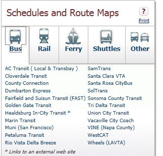 Transit Information Transit information for bus, rail,