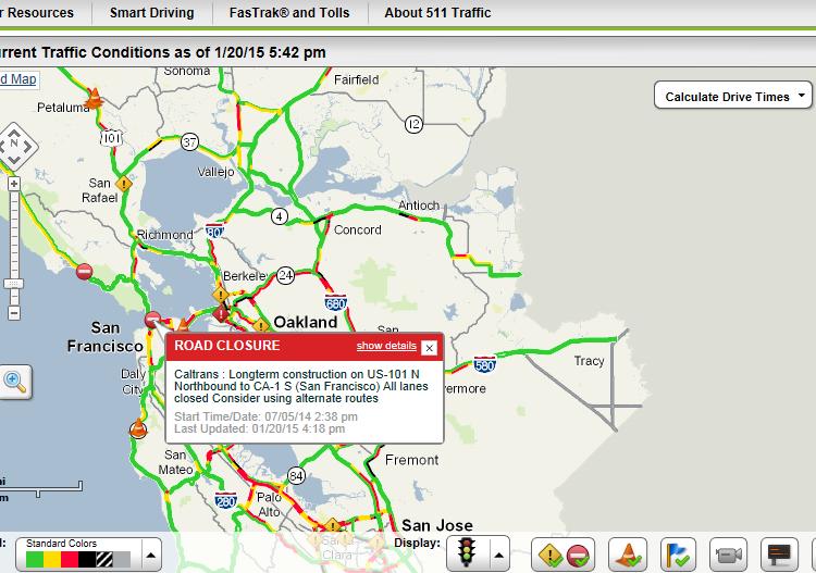 Traffic Conditions Driving Times by freeway Incident Information by freeway Construction information