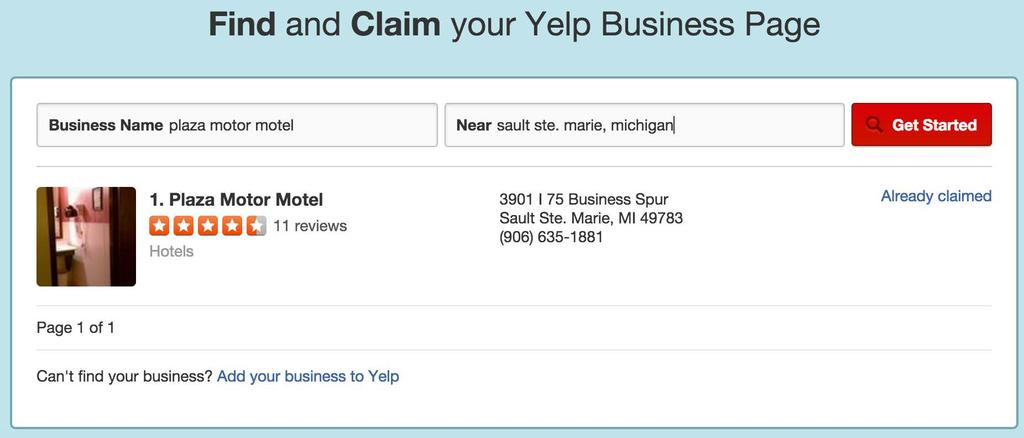 To claim your business on Yelp, search for it at biz.yelp.com.