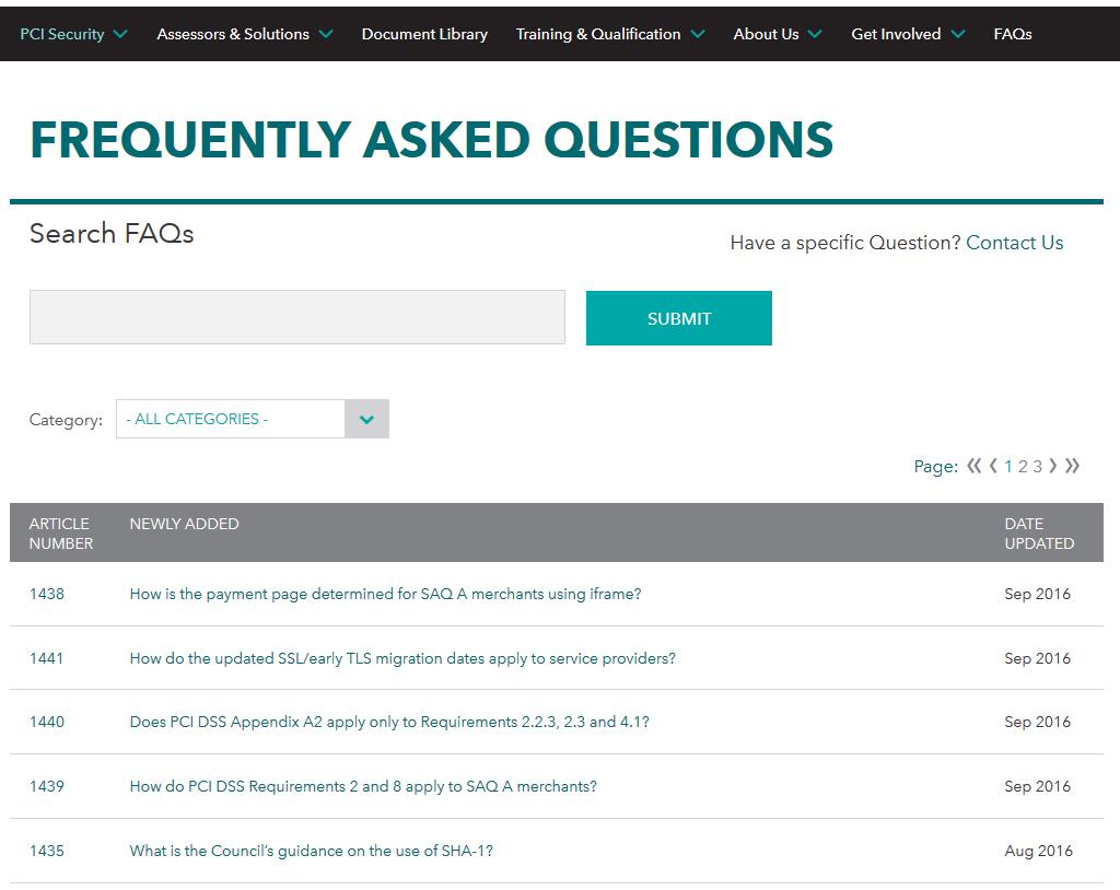 FAQs New FAQs regularly added PCI DSS v3.