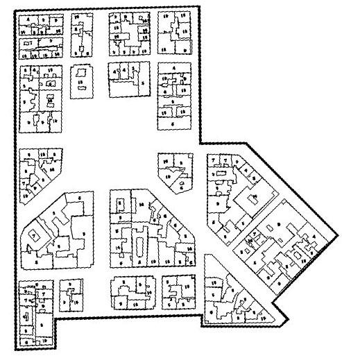 rooms. There are dwellings looking only to courtyard or street side, but the majority of flats are from side to side.