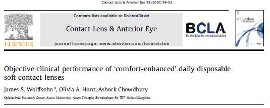 not related to comfort Lens Surface and Coating Technology This study utilised a micron