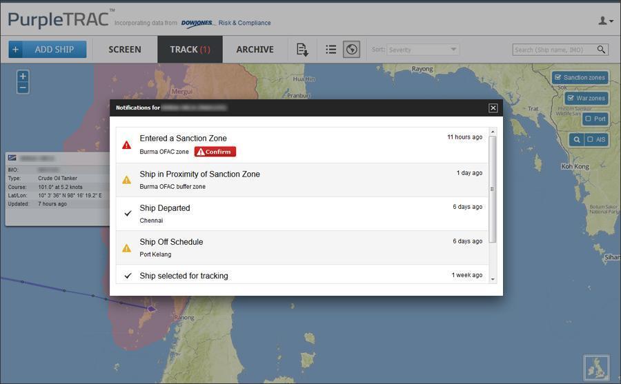Tracking Detection & alerts Actively monitor ship movements for key
