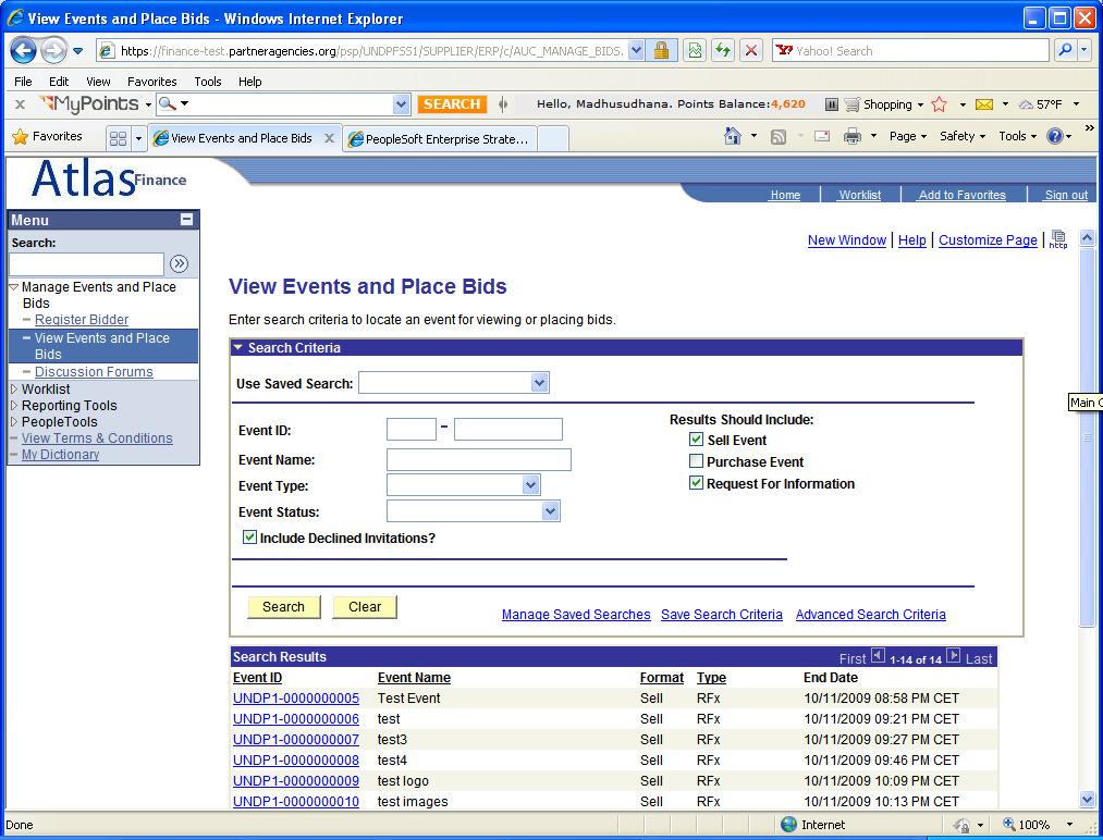 4.) Click on Manage Events and Place