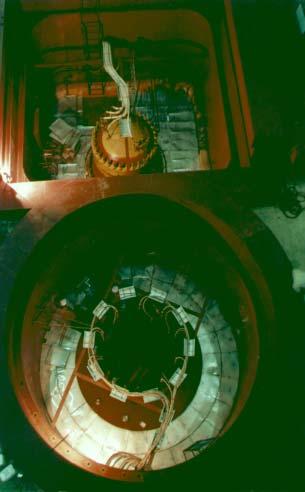 Top view of reactor pressure vessel and steam