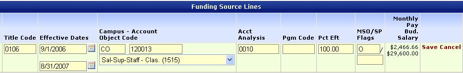 Your screen will look like this: The funding source buttons are: E - Edit this funding source line R - Replicate (make copy)