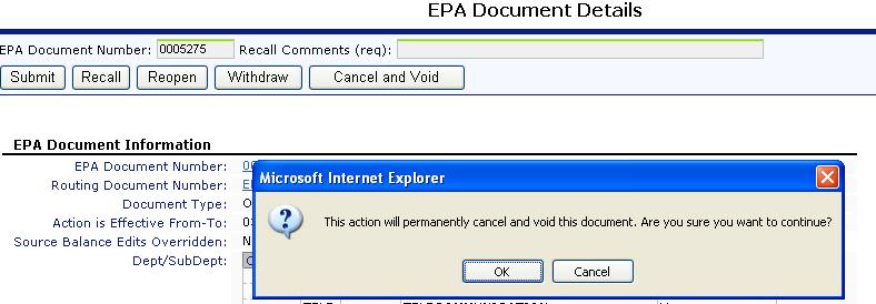 Canceling an EPA document An EPA document can be cancelled at any time during the process.