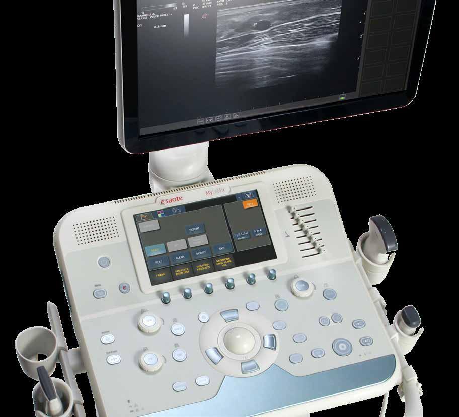 19-inch widescreen LCD Powerful ultrasound engineering and an ergonomic probe design can certainly improve your work, but in addition MyLab Six offers an unconventional 19-inch widescreen LCD,