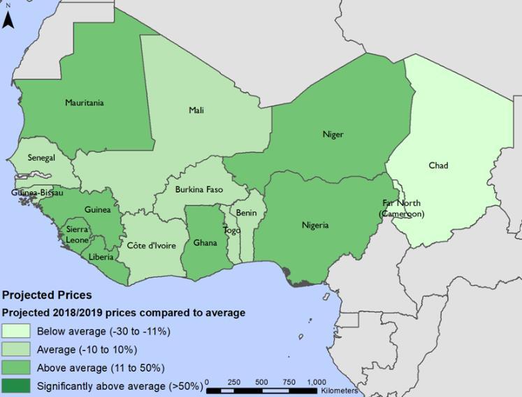 Intra-regional cash crop trade in the region will also remain dynamic from major producing countries in the Sahel to Coastal countries and within Nigeria. Regional market and price outlook Figure 14.