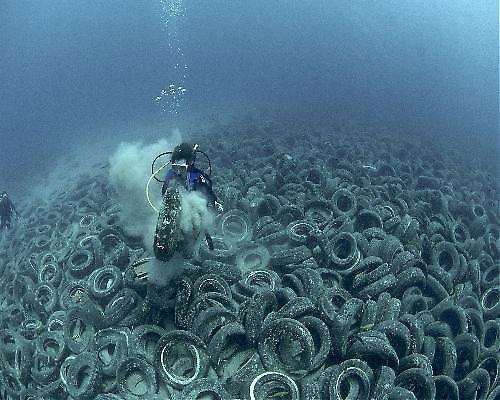 tires were used to build reefs to attract fish; unfortunately, over