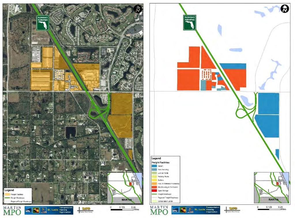 Figure 3.17 Freight Activity Center Example I-95 and SW Martin Highway (Martin) Source: FDOT Freight Facilities Dataset.