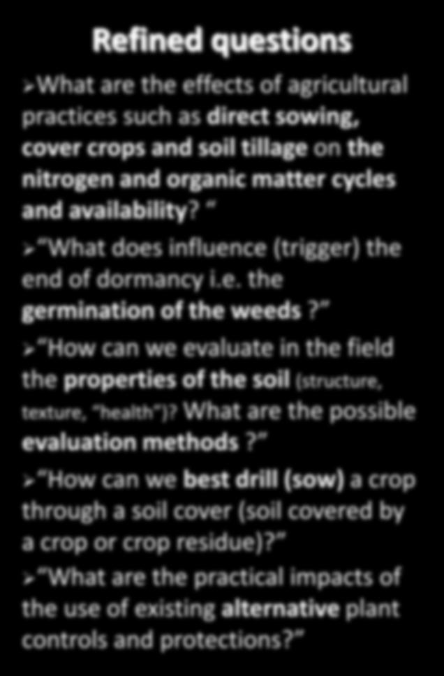 Cash crop or intercrop? Would it be beneficial to maintain permanent soil cover? Can good drilling limit the impact of pests? Has the intercrop impact on pest management?