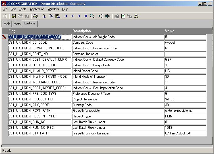 Task 3: Customs Tab Information (UK only) The Customs Tab has various settings that are used for UK Customs reporting.