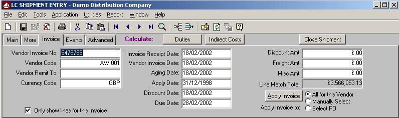 Task 4: Invoice Information Introduction Click the Invoice tab at the top of the window to access the Invoice information. Here you enter the vendor s invoice and other relevant invoice information.