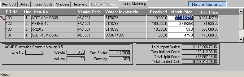 Task 13: Invoice Matching Introduction Click the Invoice Matching tab in the detail section of the window (located in the middle of the window).