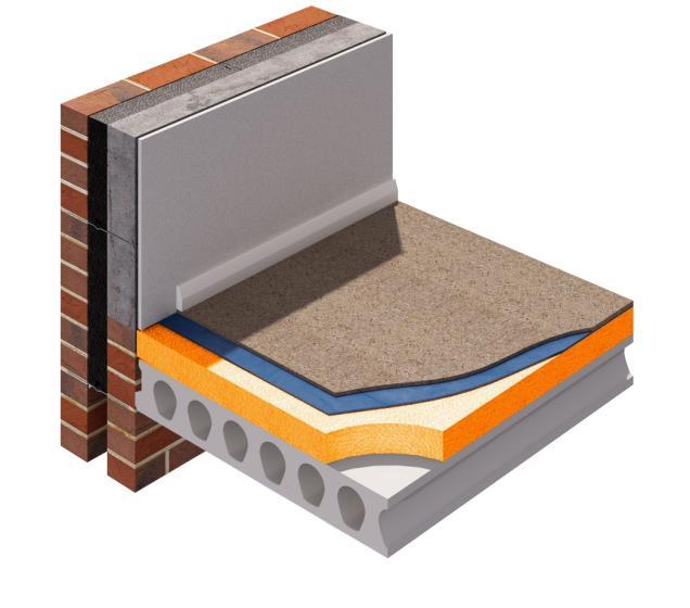 Jabfloor High Performance (HP) 70 and 100 Floor insulation over precast concrete suspended floor Jabfloor HP is a closed cell expanded polystyrene (EPS) insulation board for use in all floor