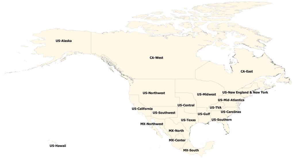 Overview North America is structured into 20 sub-regions Canada is divided into 2 sub-regions (East and West)