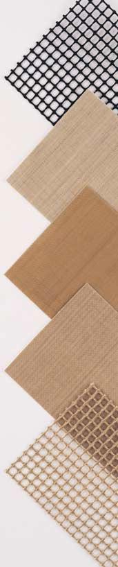 FABRICS, TAPES AND BELTS combines PTFE coatings with a woven fiberglass substrate to produce fabrics, tapes and belts with excellent release surfaces for a wide variety of materials handling