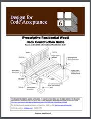 DOWNLOADS AWC DCA6 Deck Guide https://www.awc.org/codes-standards/publications/dca6 AWC DCA6 One-Pager to Post to Website https://www.awc.org/pdf/codes-standards/publications/dca/awc- DCA62015-OnePage-1804.