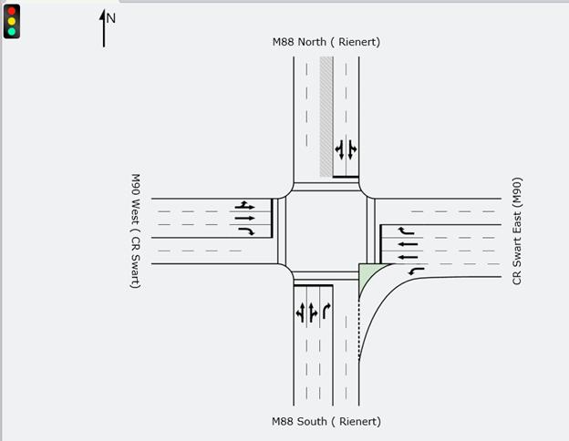 5.3.3 M88 (Rienert Avenue) and M90 ( C.R Swart Drive) The intersection layout is shown in Figure 5-8.