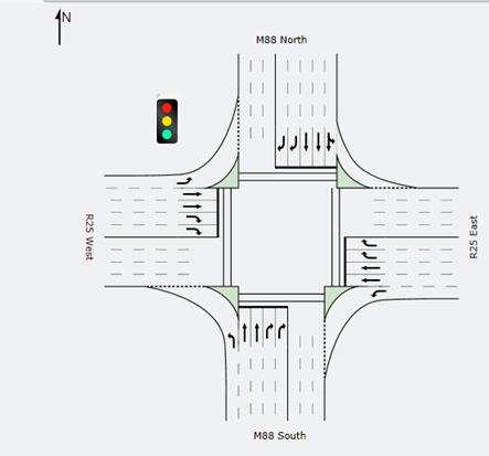 Figure 8-12: Existing intersection for M88 ( Rienert Avenue) and R25 intersection Figure 8-13: Proposed upgrade for the intersection between