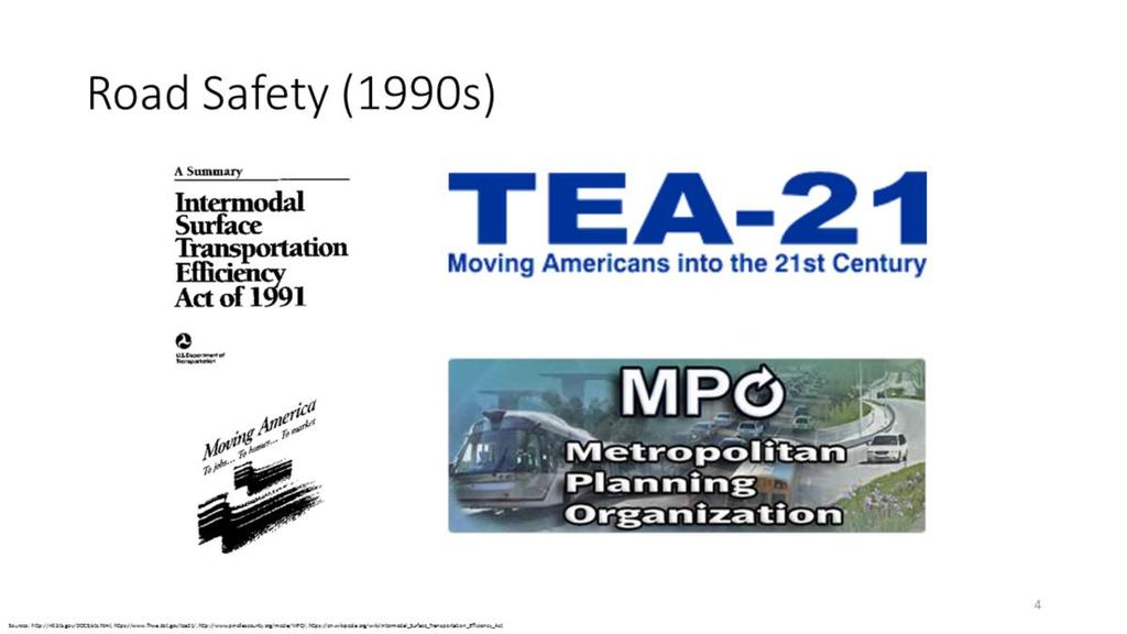 The evolution of highway safety continued with the passage of the Intermodal Surface Transportation Efficiency Act (ISTEA) of 1991.