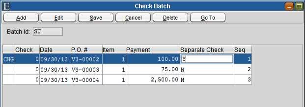 Printing Separate Checks Users now have the ability to print multiple checks for a vendor.