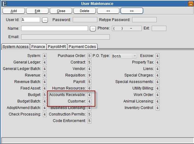 Added Customer Security A customer field has been added to User Maintenance to allow for separation of security between Customers and Invoices.