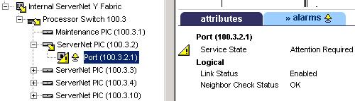 Preparing Integrity NonStop NS16000 Series System 3. If the ServerNet PIC icon contains a yellow arrow, double-click to expand it and select the Port object.
