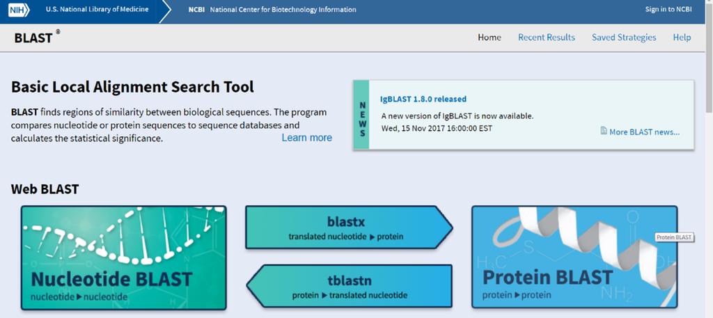 4. Data Interpretation We use GenBank as our reference database and BLAST (Basic Local Alignment Search Tool) as a tool to search this database - Go to https://blast.ncbi.nlm.nih.