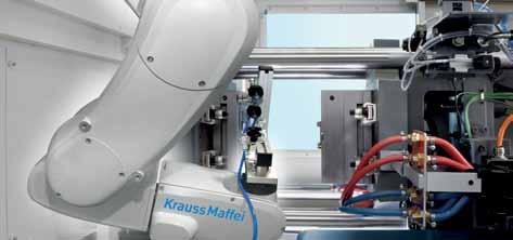 Industrial robots are also installed on machines with limited access to the mold, as in the case of side-mounted mold change carriages that have dimensions that exceed the clearance between the tie