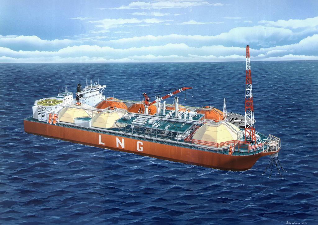 there are the berthing and mooring arrangements, and the transfer of LNG between the LNG carrier and the terminal. Figure1 shows an offshore LNG plant with the LNG carrier alongside.