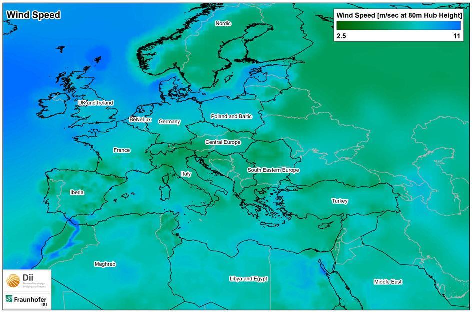 Wind potential in the EU-MENA region Wind