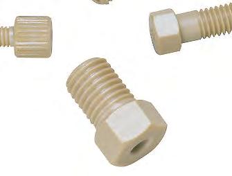 41 Polymeric Fittings High Pressure PEEK Nuts with Single Ferrule & Color-It Fingertight Adapters PEEK Nuts with Single Ferrule PEEK Threads See chart For 1/32, 1/16, 1/8 tubing Tolerances ID +/ 0.