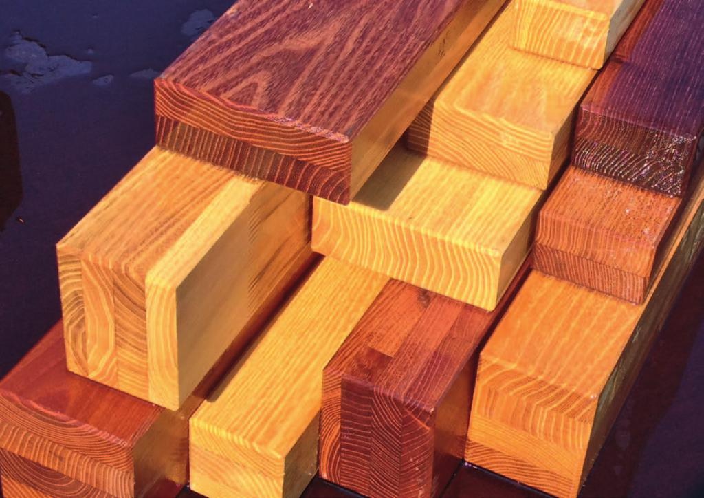 Construction wood robinia - laminated Field of application Dimensions bench profiles sub-constructions 23 56 mm (rhombus profile) 40 60 mm 40 90 mm 45 60 mm 45 70 mm 45 120 mm Length 600