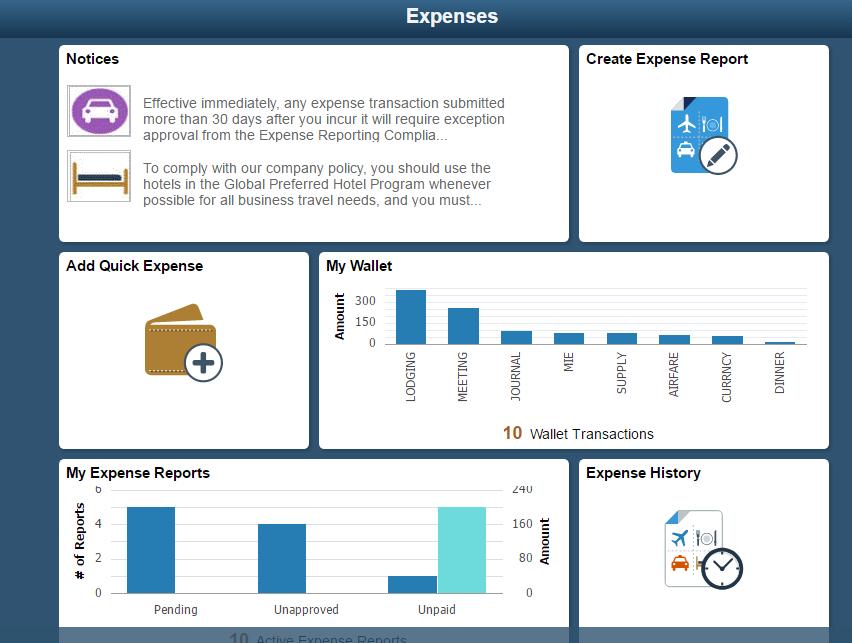 Fluid Pages Creating Expense Reports