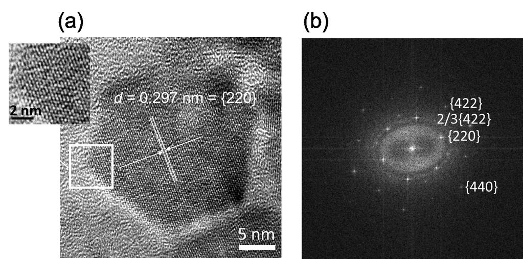 Fig. S8. (a) HRTEM images and (b) the corresponding FFT patterns of the hexagonal Fe 3 O 4 nanolate.