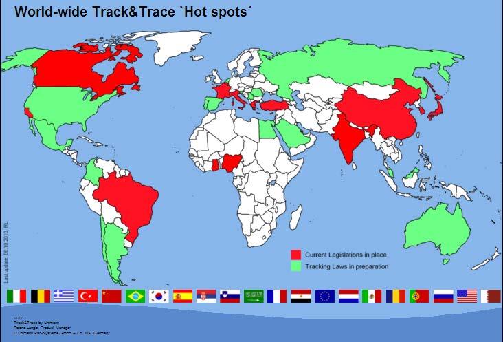 THE POTENTIAL GLOBAL MARKET World-wide Track & Trace Hot Spots Law in