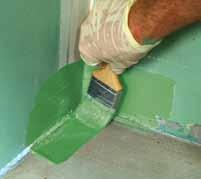 Install the tape in wall/floor junctions and along inside and outside corners.