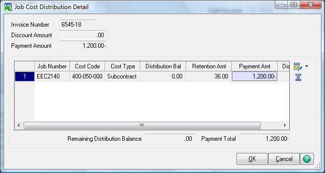 10 If you use Job Cost, an additional Job Cost Distribution Detail screen